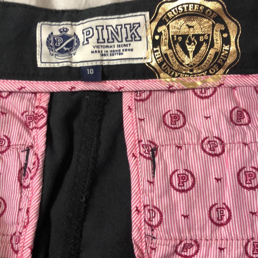NWT Pink Victoria’s Secret pleated trousers shorts black size 10. New no tags - Picture 4 of 7